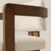 Wood Walnut Boucle Fabric Curved Dining Room Chair