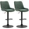 Bar Stools Set of 2, Adjustable Bar Chairs 360 Degree Swivel, Green