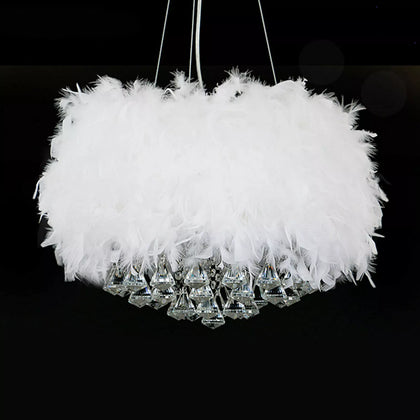 Modern Feather Light Shade Ceiling Pendant Bedroom E27 Night Lights Lampshade