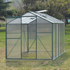 4x6/6x6/8x6/10x6FT Walk-In Greenhouse Aluminium Frame / Polycarb Panel Silver