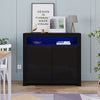 High Gloss 2 Doors Matt Body Sideboard Cupboard Kitchen Buffet Cabinet with LED