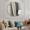80cm Large Wall Mirror Irregular Floral Beveled Golden Rim Accent Mirror Mantle