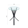 Versatile Clear Sofa Side Glass Coffee Bedside Table Black X Metal Legs Hall NEW