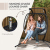 Double Seater Rattan Swing Chair Hanging Patio Seat Thick Cushion Metal Frame