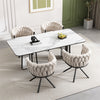 4PC Swivel Velvet Dining Chairs Rotatable Metal Legs Kitchen Chairs Modern Beige