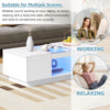LED Coffee Table With Storage 2 Drawers Living Room Furniture High Gloss White