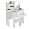 LARGE DRESSING TABLE WITH MIRROR DRAWERS STOOL VANITY SET BEDROOM MAKEUP TABLE