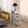 Slim Tall Bedside Table Cabinet with Drawer & Storage Space for Bedroom