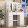 Large 100cm Dressing Table With Hollywood LED Mirror 6 Drawer Vanity Makeup Desk