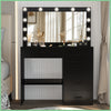 Dressing Table Vanity Makeup Desk Set with 3-Color LED Lighted Mirror And Drawer