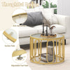 Costway 60cm Round Coffee Table 2-Tier Accent Table Modern Sofa Center Table