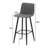 2 Faux Leather Bar Stools Grey with Stripe Padded Seat Metal Legs Kitchen Chairs
