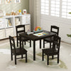 Children Wooden Table and 4 Chairs Set Activity Desk Set Coffee