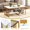Rectangular 2-Tier Center Table with Open Storage Shelf-White