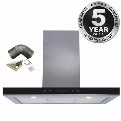 90cm Stainless Steel Linear Touch Control Cooker Hood Fan & 1m Ducting Kit