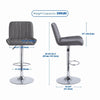 Chromed Base Round Black MDF Silver Base Bar Table&2x Grey PU Leather Bar Stools