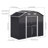 XL Large Metal Garden Shed Apex Roof With Foundation Storage House 7.5X4FT Black