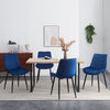 Set of 2 Velvet Dining Chairs Padded Seat Kitchen Chairs Metal Leg Blue Grey