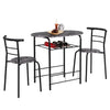 3pcs Breakfast Dining Table & Chairs Set Kitchen Furniture Set w/ Shelf Black