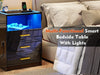 Bedside Table with Charging Station, Nightstand with 3-colour LED Lighting