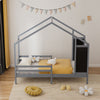 Kid House Bed Frame Single Bed Solid Wood House Shape Toddler Child Floor Frame