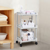 3 Tiers Storage Racks Holders ABS Stainless Steel Trolley with Wheels Kitchen