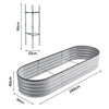 Galvanized Silver Oval Steel Raised Garden Bed Outdoor Planter 240x80x42cm