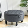 Grey Storage Ottoman Stool Round Chair Changeable Rear Wood Coffee Table Holder