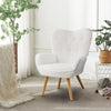 Accent Chair Teddy Velvet Tufted Wing Back Armchair Club Chair With Wood Legs