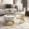 Nesting Coffee Table Set of 2 Living Room Marble Effects Side End Table w/Drawer