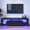 Black&White TV Unit Cabinet Stand with LED Light 160cm High Gloss Doors Storage