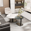 Set 2 Round Nesting Coffee Table Sleek Marble Glass Stacking Side Accent Tables