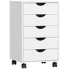 Mobile Vertical Filing Cabinet with 5 Drawers for Home Office, White