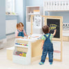 Wooden Art Activity Center Kids Art Easel & Table & Bench Set-White