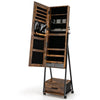 Mobile Mirror Jewelry Cabinet Standing Makeup Organizer Jewelry Armoire Lockable