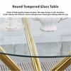 Round Clear Tempered Glass Dining Table Golden Chromed Legs Dining Room Kitchen