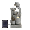 Solar Garden Water Fountain Feature Freestanding Cascade Outdoor Decor w/Light