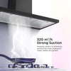 90cm Black Tower Chimney Cooker Hood Kitchen Extractor Fan In Stainless Steel