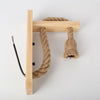 Industrial Steampunk Style Wooden Wall Light Hemp Rope Lamp Fixture Cafe Bar