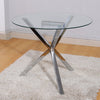 Modern 90cm Clear Glass Round Dining Table w/Chrome Cross Legs Kitchen Furniture