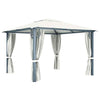 Gazebo with Curtain & LED String Lights 3x3 m Cream Aluminium