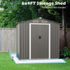 6x4FT Outdoor Storage Shed Galvanized Steel Shed w/Lockable Sliding Door