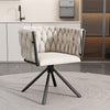 Dining Chair Velvet Padded Seat 360° Swivel Armchairs with Backrest & Metal Legs