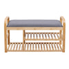 Bamboo Slatted Shoe Rack Storage Shoe Bench With Seat With Shelves Shoes Cabinet