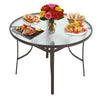 Garden Table Folding Mesh Chair Balcony Coffee Bistro Furniture w/ Umbrella Hole