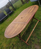 Large Garden Dining Table Solid Wood Folding Rustic Wooden Oval Patio Furniture
