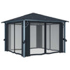 Gazebo with Curtain & LED String Lights 3x3 m Anthracite Aluminium