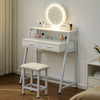 LED Mirror Dressing Table Makeup Desk Wooden Chair 2 Drawers W/Metal Leg