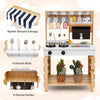 2-In-1 Wooden Mud Kitchen Double-Sided Kids Kitchen Playset w/ Canopy