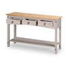 Corona Console Table 3 Drawer Hall Grey Solid Mexican Pine Wood Wax